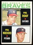 1964 Topps Bb- #541 Phil Niekro RC- Hi#