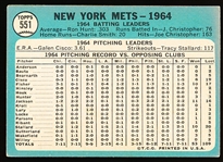 1965 Topps Bb- #551 Mets Team