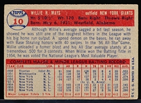 1957 Topps Bb- #10 Willie Mays, Giants