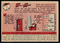 1958 Topps Bb- #5 Willie Mays, Giants