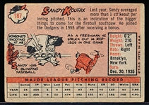 1958 Topps Bb- #187 Sandy Koufax, Dodgers