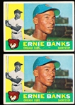 1960 Topps Bb- #10 Ernie Banks, Cubs- 2 cards