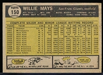 1961 Topps Bb- #150 Willie Mays, Giants