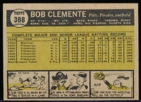 1961 Topps Bb- #388 Bob Clemente, Pirates