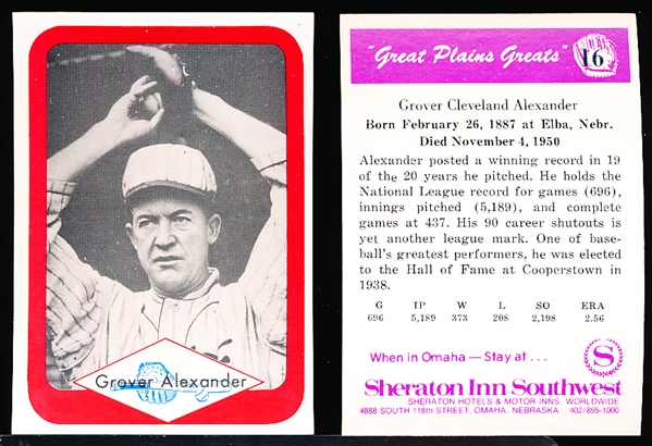 1975/76 Great Plains Greats- #16 Grover Cleveland Alexander- 30 cards