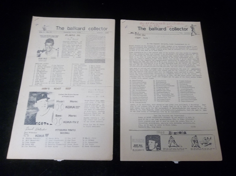 The Ball Card Collector(George Martin)- 2 Diff Issues – Sept’68/ Oct’68-Vol. 3(No. 9,10)