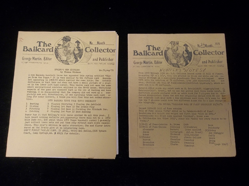 The Ball Card Collector(George Martin)- 2 Diff Issues – Jan ‘72/ May ‘72-Vol. 7(No. 1,5)