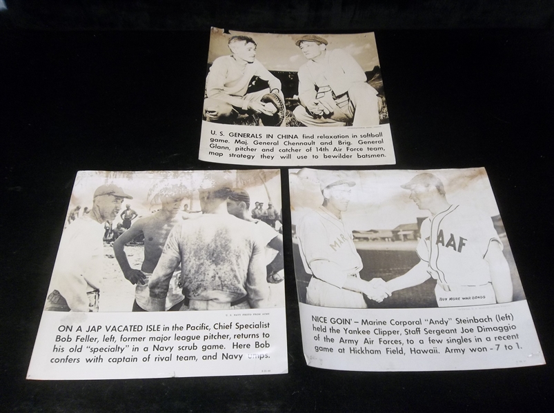 1940’s ACME Armed Forces Baseball Related 9-7/8” x 9-5/8” Promotional Sepia Style Glossy Photos- 3 Diff.