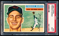 1956 Topps Baseball- #23 Freddie Marsh, Orioles- PSA NM 7- White Back