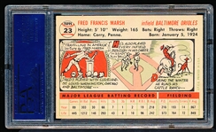 1956 Topps Baseball- #23 Freddie Marsh, Orioles- PSA NM 7- White Back