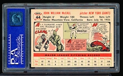 1956 Topps Baseball- #44 Windy McCall, Giants- PSA NM 7- White Back