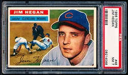 1956 Topps Baseball- #48 Jim Hegan, Cleveland- PSA NM 7- White Back