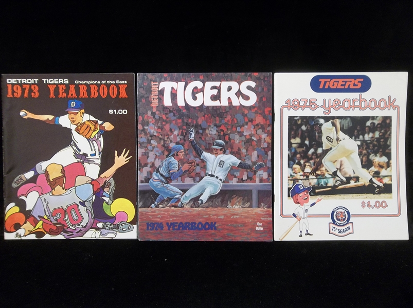 1973-75 Detroit Tigers MLB Yearbooks- 3 Diff.- 1 From Each Year