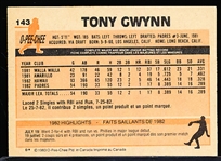 1983 O-Pee-Chee Bb- #143 Tony Gwynn RC, Padres
