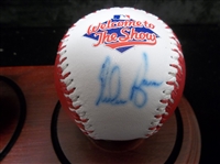 Autographed Nolan Ryan 1995 Rawlings Official All-Star Game Ball with Rangers FotoBall All-Star Game in Special Wood-Based Dual Globe Holder- #415/500