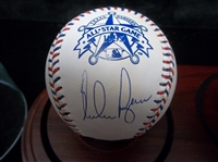 Autographed Nolan Ryan 1995 Rawlings Official All-Star Game Ball with Rangers FotoBall All-Star Game in Special Wood-Based Dual Globe Holder- #408/500