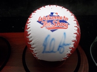 Autographed Nolan Ryan 1995 Rawlings Official All-Star Game Ball with Rangers FotoBall All-Star Game in Special Wood-Based Dual Globe Holder- #408/500