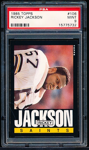 1985 Topps Football- #106 Rickey Jackson, Saints- PSA Mint 9