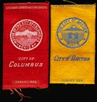 Late 1800’s Turkey Red Factory No. 7 3rd District City Crest Silks- 2 Diff. Ohio