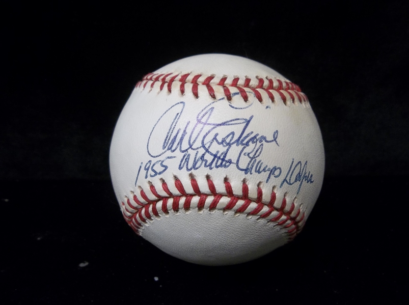Autographed & Inscribed Carl Erskine Official N.L. (L. Coleman Pres.) Baseball