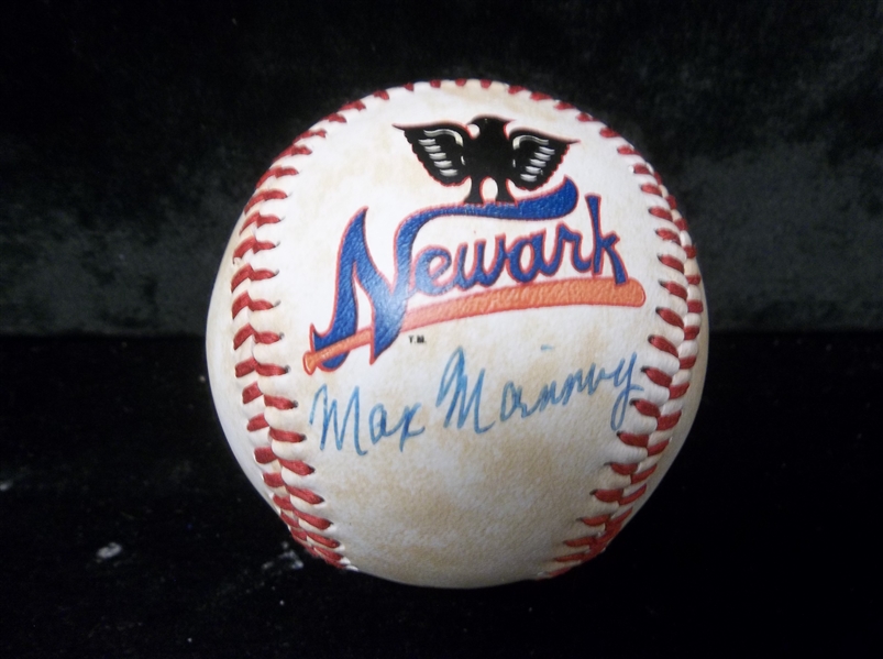 Autographed Max Manning Newark Eagles Negro League Logo FotoBall