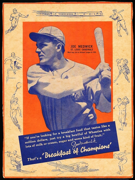 1936 Wheaties Baseball- Series 4- “Border Drawings”- Joe Medwick, Cardinals