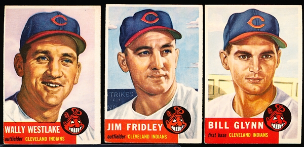 1953 Topps Bb- 3 Diff Cleveland Indians
