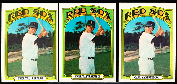 1972 Topps Bb- #37 Carl Yastrzemski, Red Sox- 3 Cards