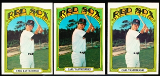 1972 Topps Bb- #37 Carl Yastrzemski, Red Sox- 3 Cards