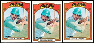 1972 Topps Bb- #435 Reggie Jackson, A’s- 3 Cards