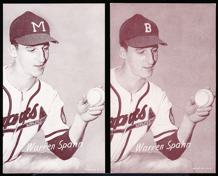 1947-66 Bb Exhibits- Warren Spahn- 2 Diff