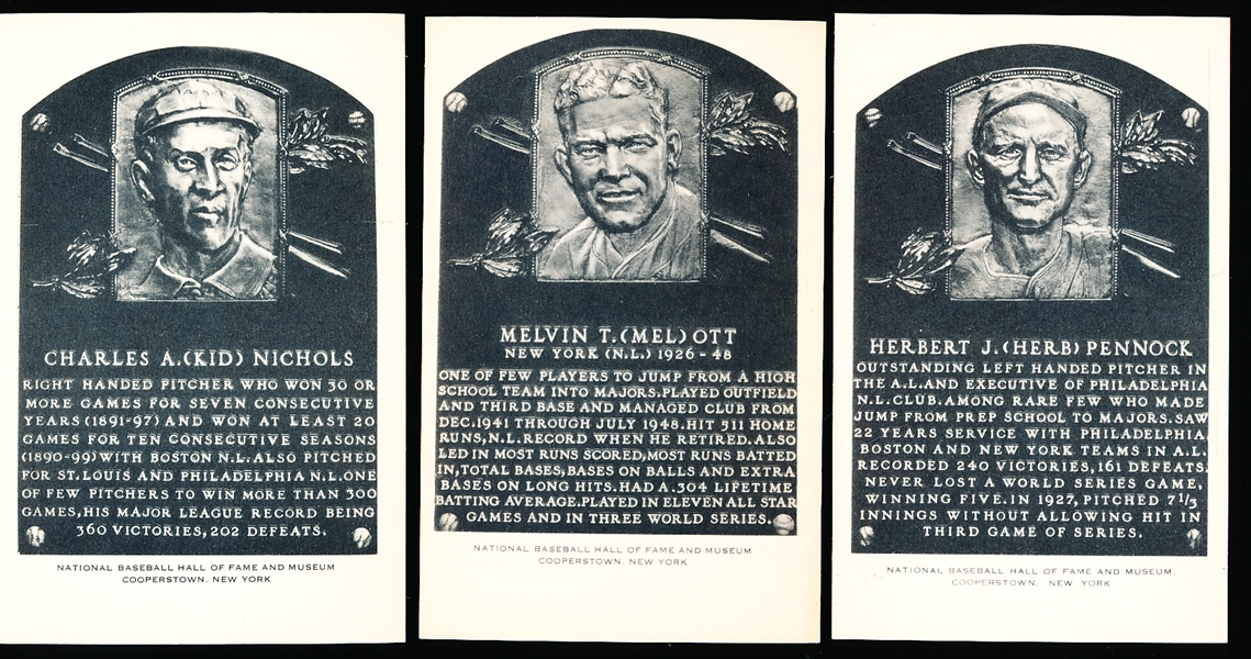 1958-63 Artvue B&W Hall of Fame Postcards- Type 2- 3 Diff