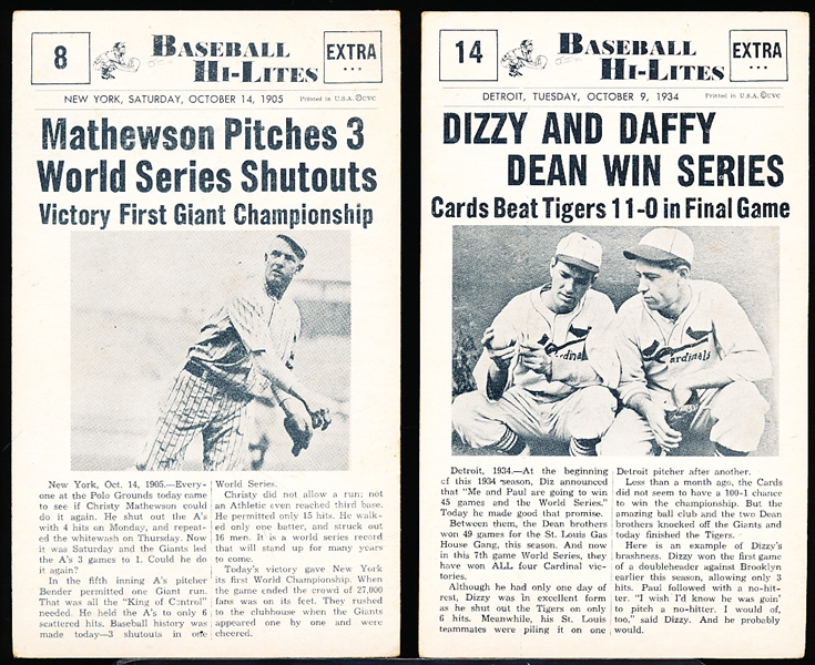 1960 Nu Card(CVC) Baseball Hi Lites- 2 Diff B& W Cards- Blank backed