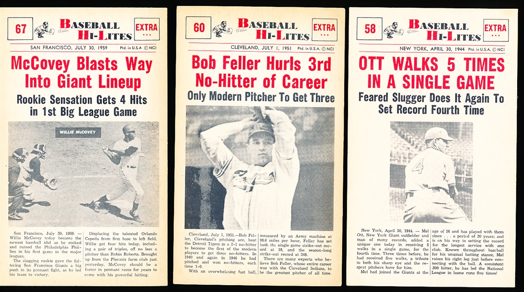 1960 Nu Card Baseball Hi Lites- 3 Diff
