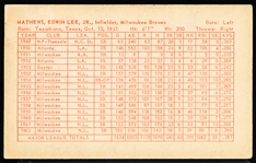 1963 Stat back Baseball Exhibit- Eddie Mathews