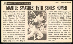 1964 Topps Bb Giants- #25 Mickey Mantle, Yankees