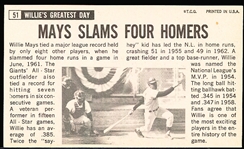 1964 Topps Bb Giants- #51 Willie Mays SP, Giants