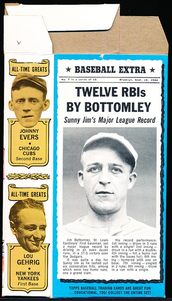 1969/70 Bazooka Bb- All Time Greats- Panel- No Flap on One End- #7 Bottomley- with Evers, Cobb, Gehrig, Eddie Collins