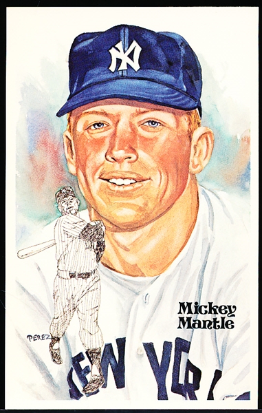 1981 Perez Steele Postcard- #145 Mickey Mantle- #1662/10,000