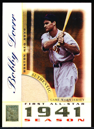 2003 Topps Tribute Bb- Perennial All Star Edition-#TR-BD Bobby Doerr- Authentic Game Worn Jersey Card (1941)