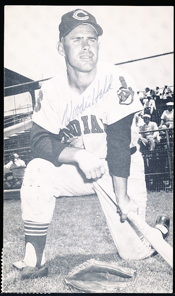 Autographed Woodie Held Cleveland Indians MLB B/W Postcard