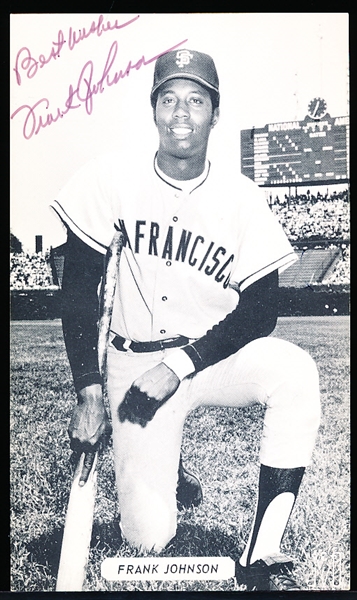 Autographed Frank Johnson San Francisco Giants MLB J. D. McCarthy B/W Postcard