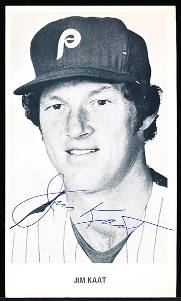 Autographed Jim Kaat Philadelphia Phillies MLB B/W 3 ½” x 5” Team Issued Photo