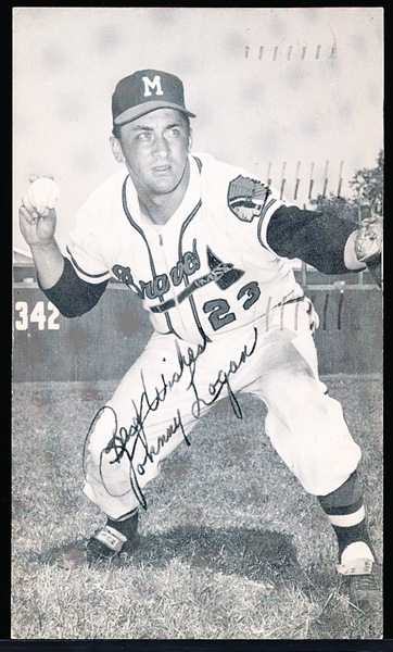 Autographed Johnny Logan Milwaukee Braves MLB J. D. McCarthy Postcard