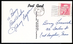 Autographed Johnny Logan Milwaukee Braves MLB J. D. McCarthy Postcard