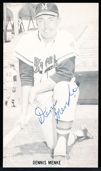 Autographed Denis Menke Milwaukee Braves MLB J. D. McCarthy Postcard