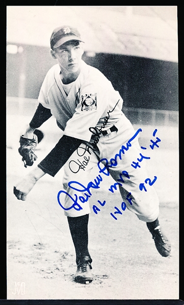 Autographed and Inscribed Hal Newhouser Detroit Tigers MLB J. D. McCarthy Postcard