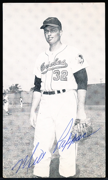 Autographed Milt Pappas Baltimore Orioles MLB J. D. McCarthy B/W Postcard
