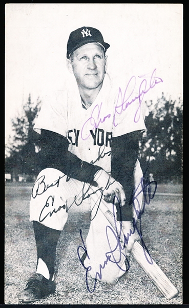 Autographed Enos Slaughter New York Yankees MLB J. D. McCarthy B/W Postcard