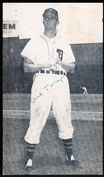 Autographed Earl Torgeson Detroit Tigers MLB J. D. McCarthy B/W Postcard